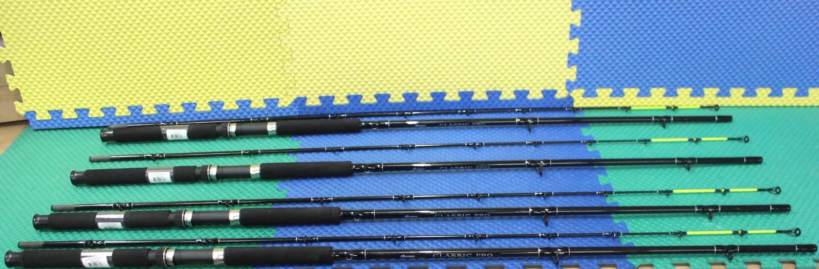 Okuma Classic Pro 8′ 6″ Conventional Rod Chartreuse Tip 2Pc CPDR-86M-CT 4-Pack!