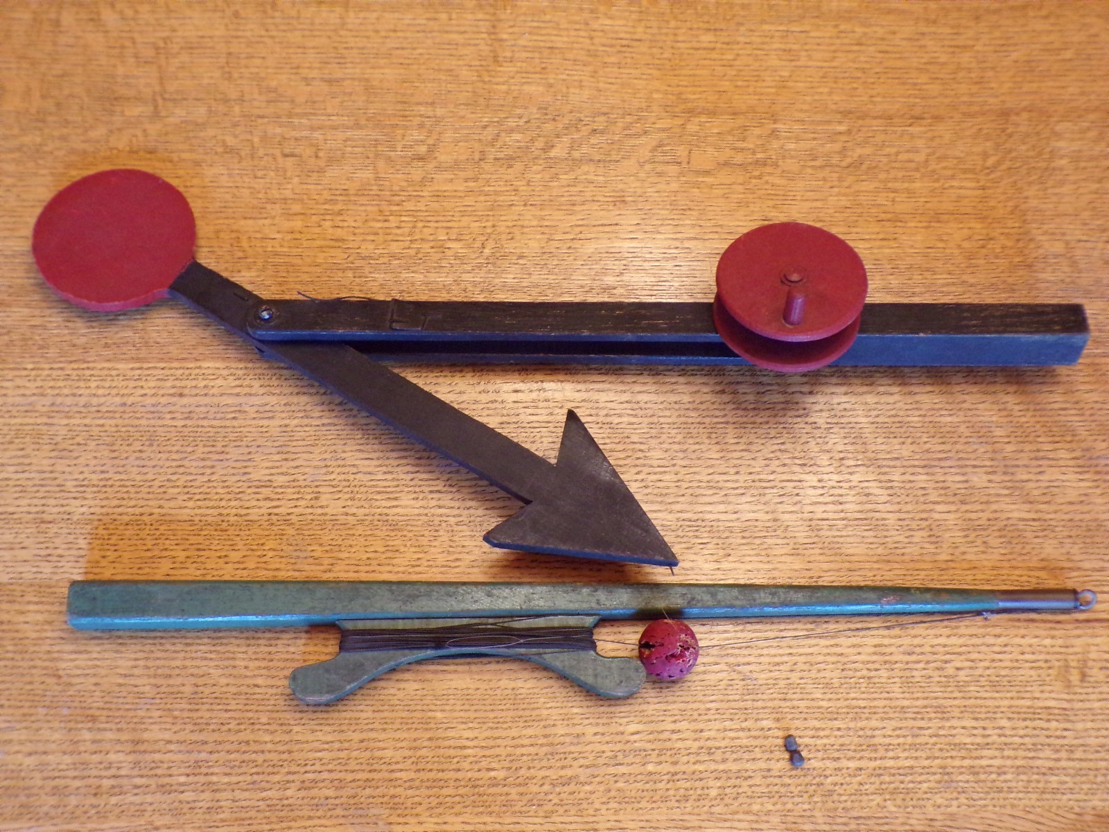Antique Primitive Wood Hand Carved Ice Fishing Tip Up Pole Rod Outdoor Decor
