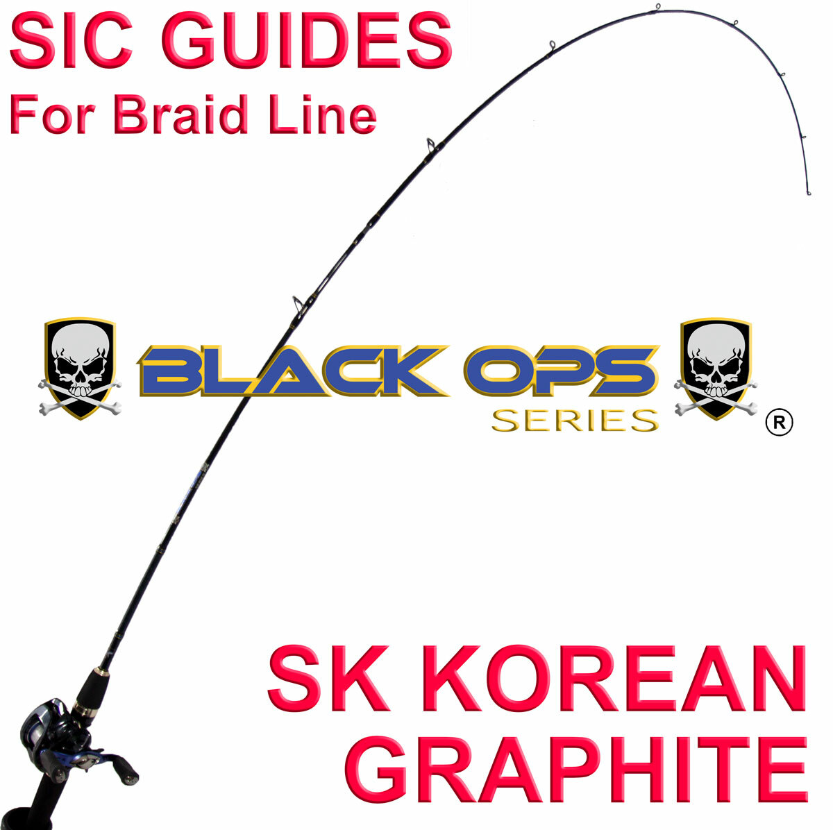 Baitcasting 6ft Black-Ops SK Korean Graphite Lure Rod Bream, Bass, Flathead..