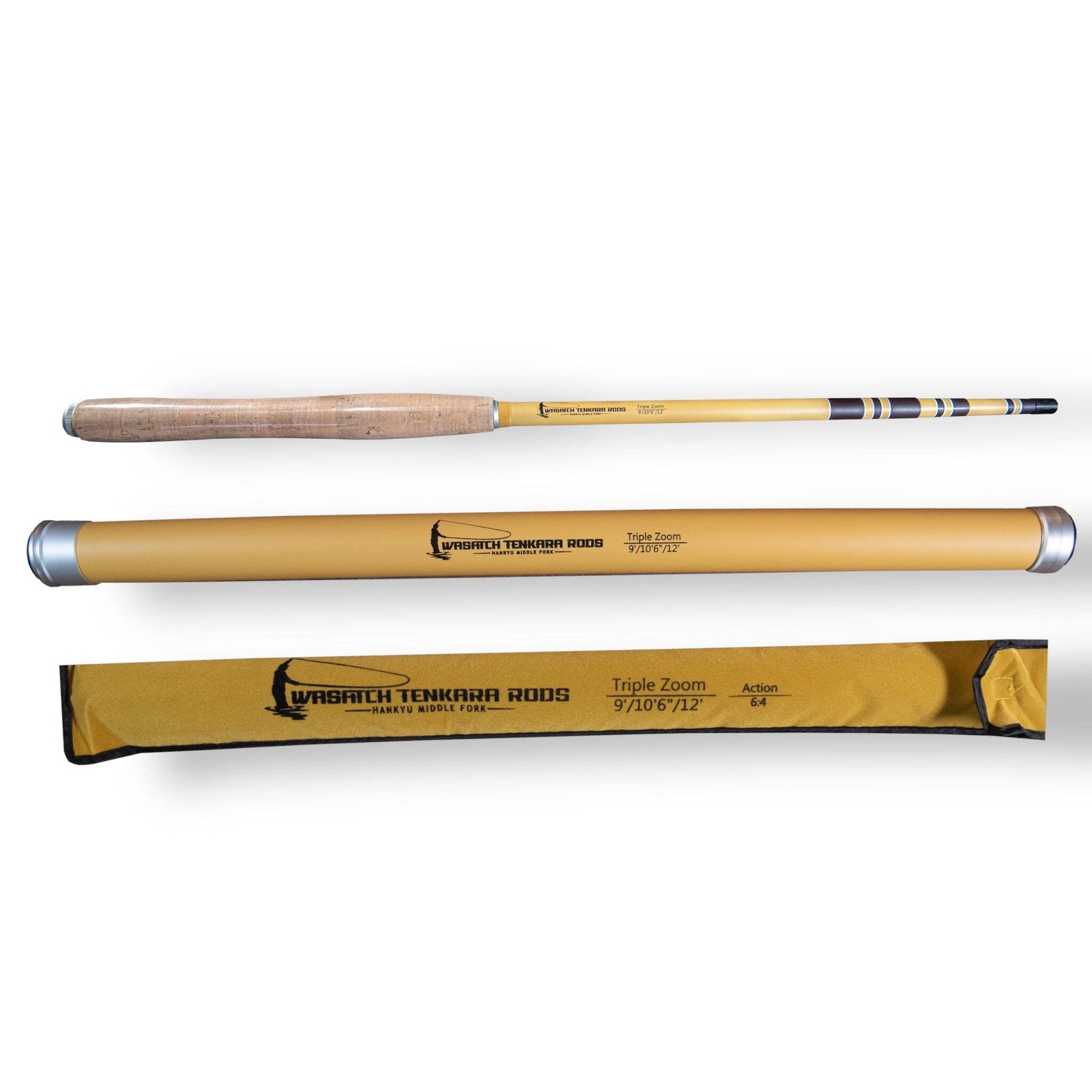 Wasatch Hankyu Middle Fork 9′-12′ Tenkara Rod Carbon Fiber w/ Rod Tube 6.6 oz