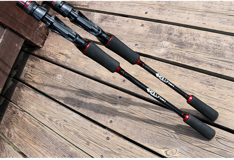 Rollfish Medium light Mod Fast Spinning Rod 6′ 2pc. Black/Red