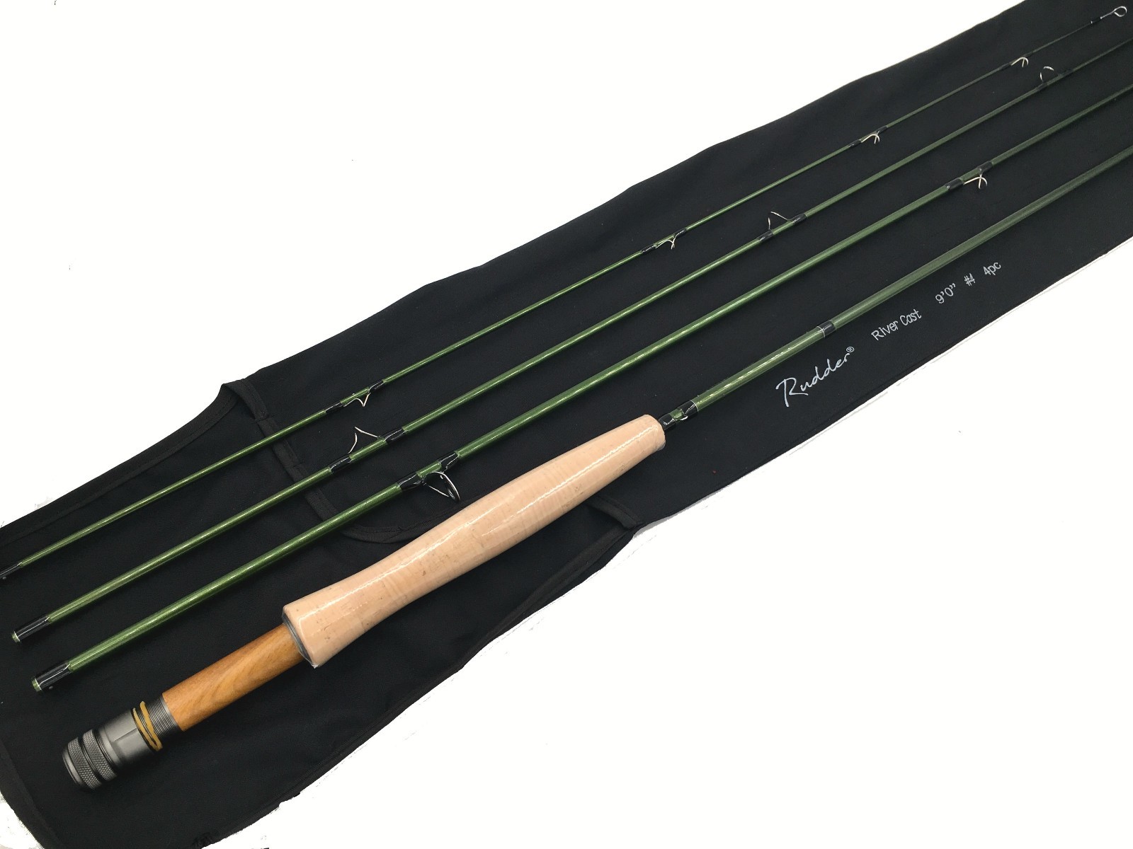 Rudder Fly Rod M Fast Action 4 Pieces 9FT Weight 4# 5# 8# Glossy Green