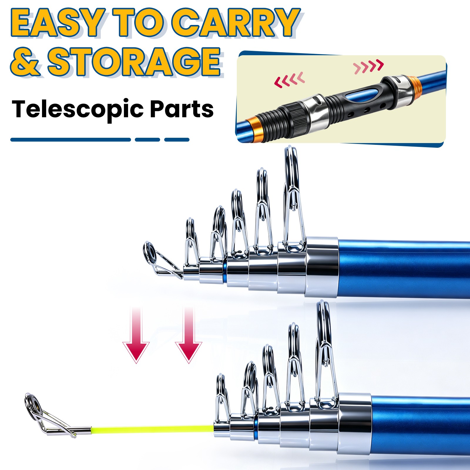 Retractable Fishing Rod Ultra-Light Carbon Fiber, Portable, Adjustable Length