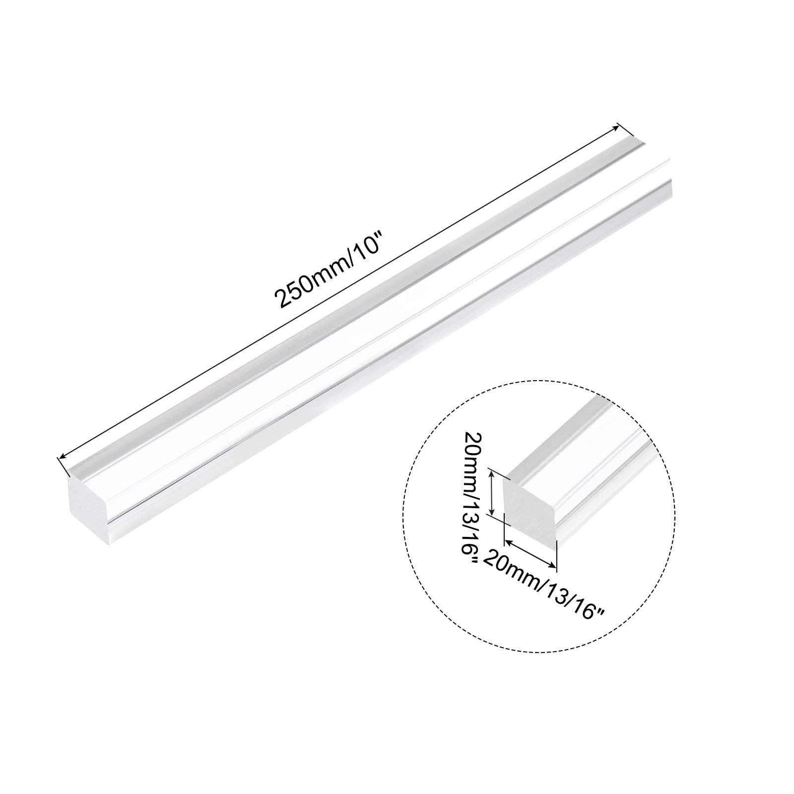 1Pcs Acrylic Square Rods 13/16 x 10 Inch Clear Dowel Sticks Plastic Strip