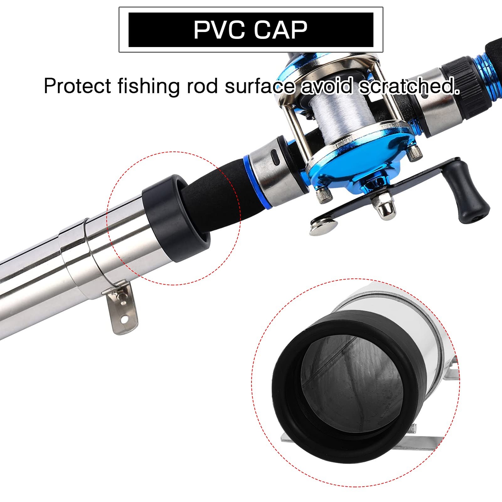 Amysports Steel Wall Rod Mount Fishing Stainless Marine Side Boat Pole Holders