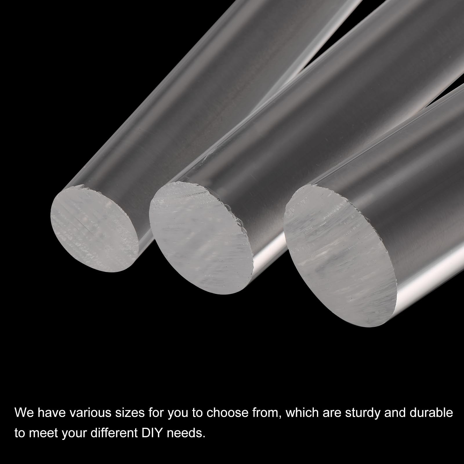 2 PCS Clear Acrylic Round Rods 1 Inch x 12 Inch Dowel Sticks For DIY Crafts