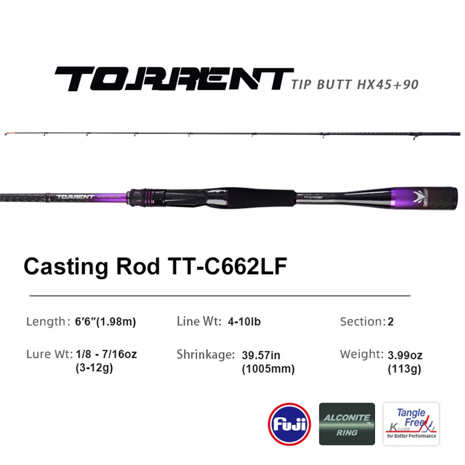 PURELURE TORRENT Purple Universal Lure Fishing Rod Spinning Casting Lightweight