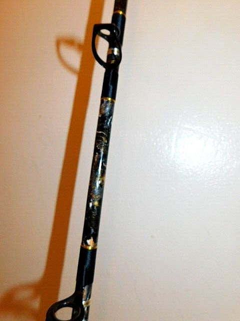 CUSTOM CONVENTIONAL BOAT ROD 7′ BLACK SILVER GOLD MARBLE 40- 80 LB TURBOS NEW