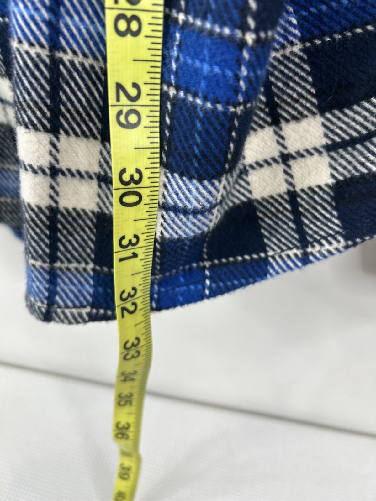 Orvis Mens XXL Blue White Plaid Flannel Pockets Heavyweight Outdoor Shirt Jacket