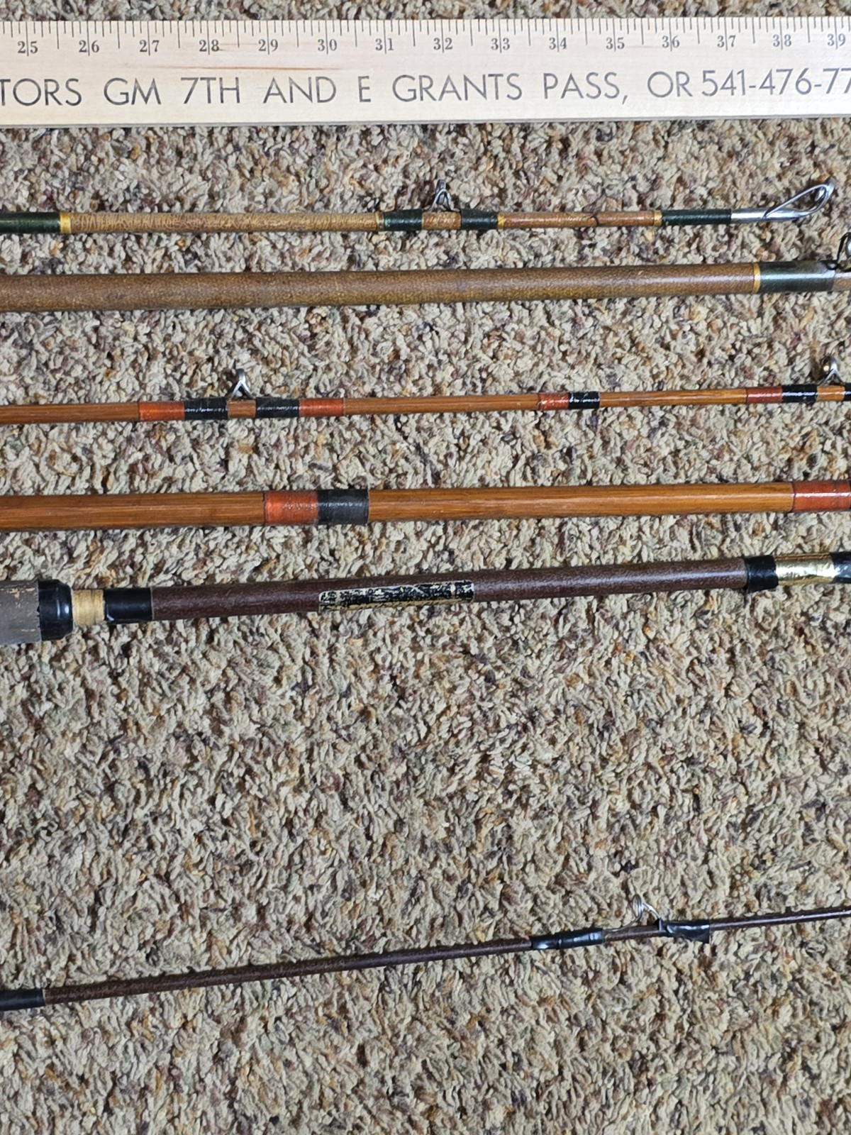 7 Vintage Fiberglass Bamboo Saltwater Freshwater Rods Eagle Claw Motague “As Is”