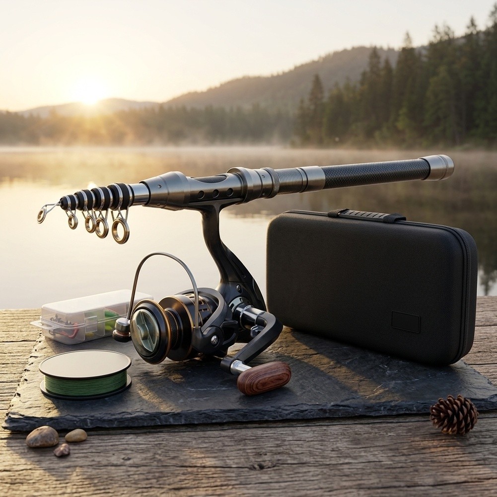 1.5m 1.8m 2.1m 2.4m Fishing Rod and Reel with Bait Set Line and Carry Bag