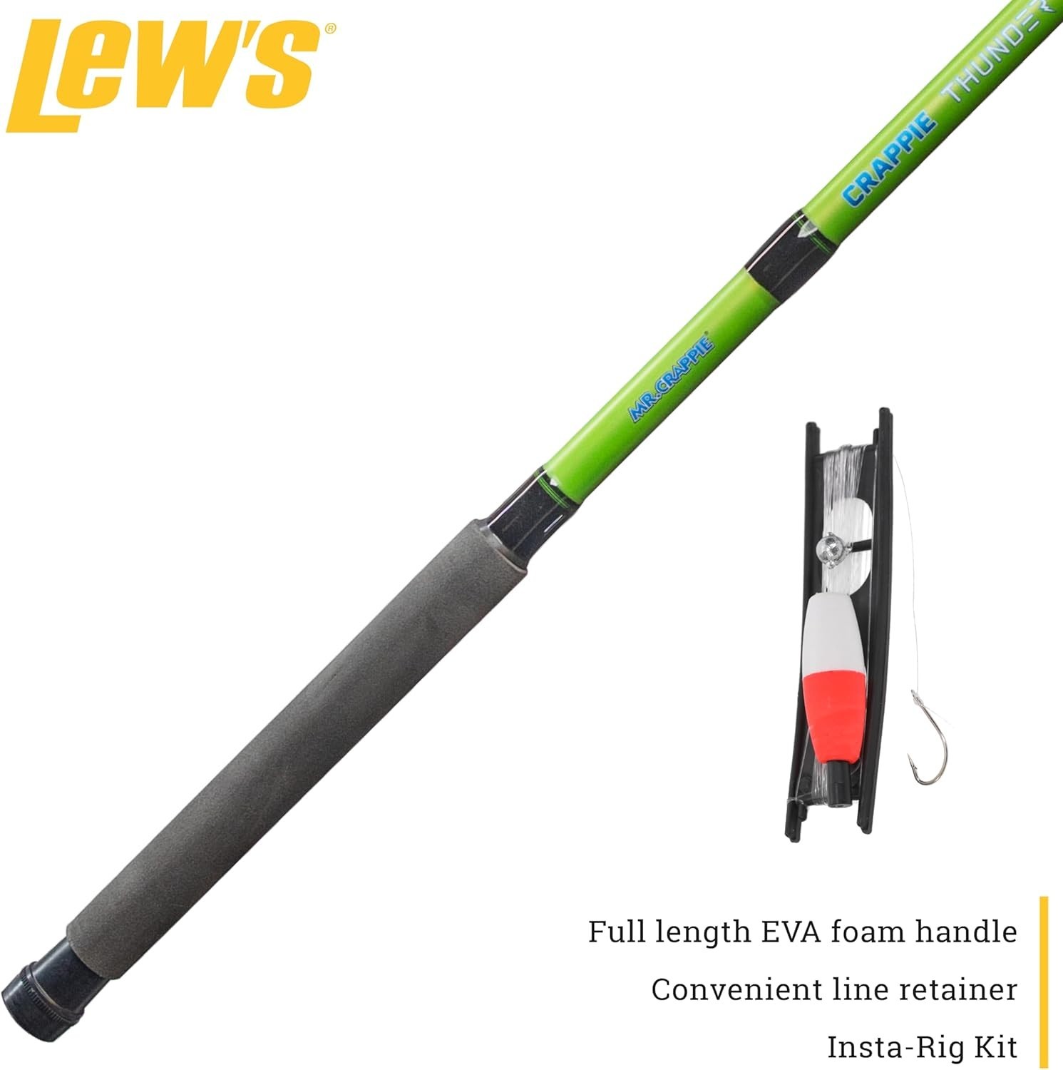 Crappie Thunder Telescopic Fishing Rod, Light Power, Fast Action, Fiberglass…