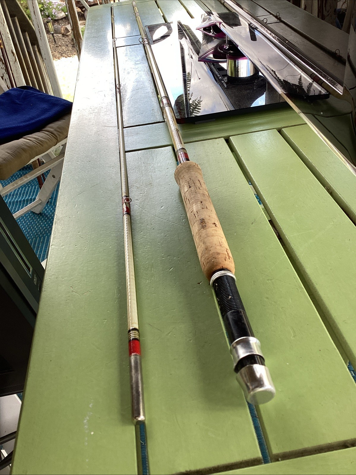 Fly Fishing Rod 8’ 6” Wonderod FY A120 White Spiral Red Vintage Cork 2 Piece