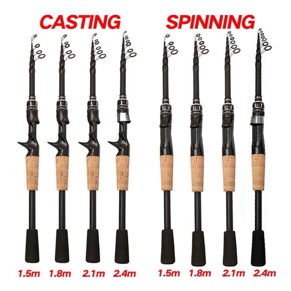 Ultra-Light Fishing Rod Carbon Fiber Spinning Casting Pole Handle Telescopic Sea