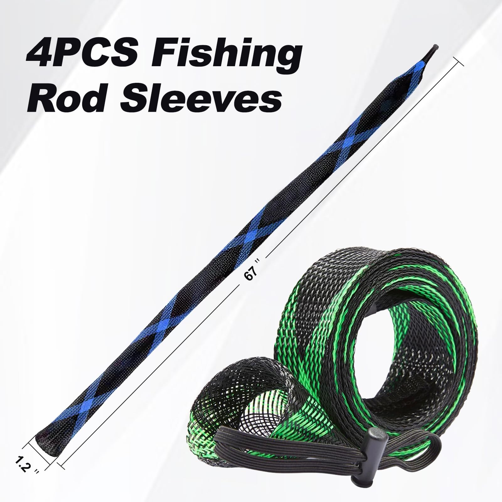 knitsoquo Fishing Rod Sleeve for Poles: Pole Red, Blue, Black, Green