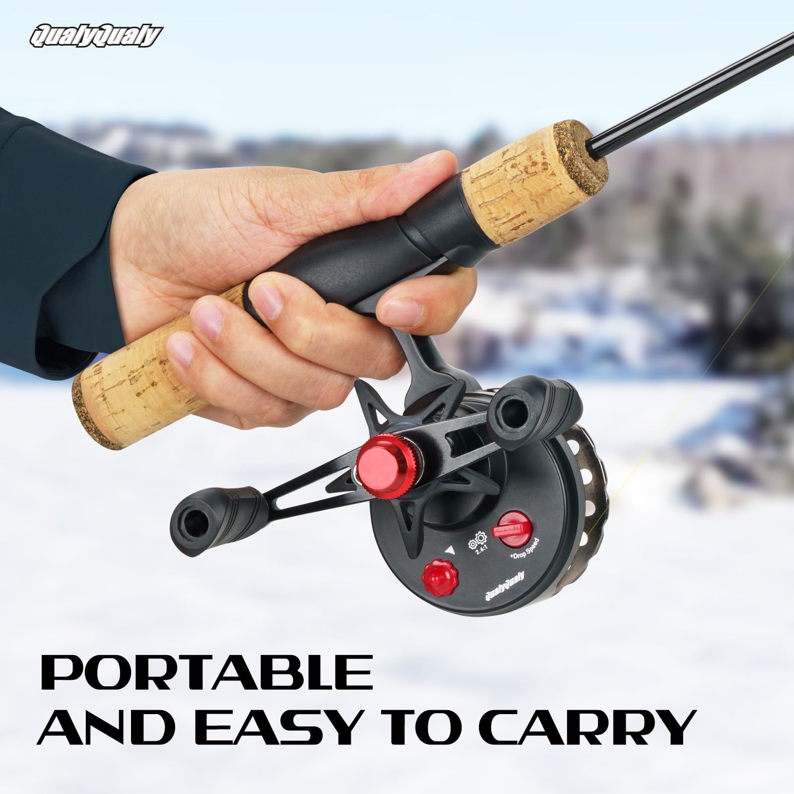 QualyQualy Ice Fishing Rod and Reel Combo 24-28 inch M/ML Inline Ice Fishing Com
