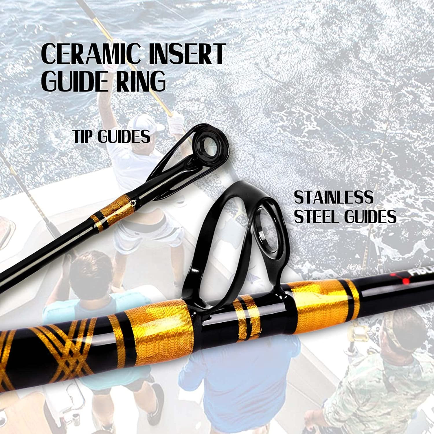 2-Piece Bent Butt Trolling Rod Saltwater Deep Sea Roller Big Game Fishing Pole