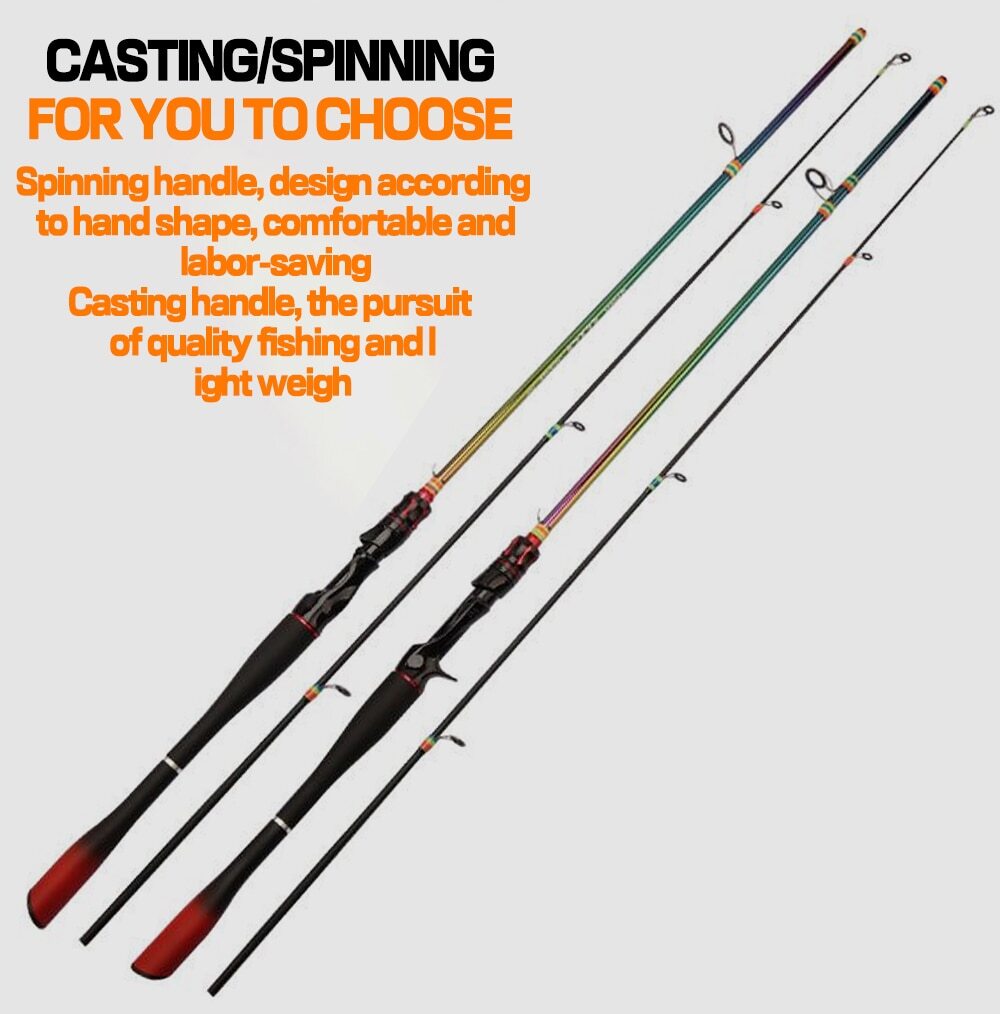 Spinning Casting Lure Fishing Rod 1.65m 1.8m Carbon Fiber Pole Lure Weight 8-25g