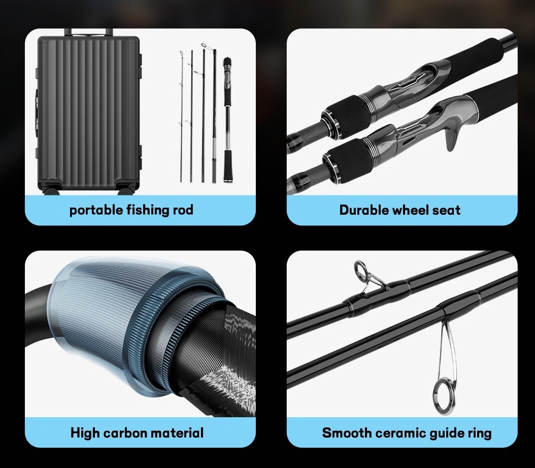 7FT 8FT Fishing Rods Spinning Rod Casting Carbon Fiber Rod 5 Section Sensitive