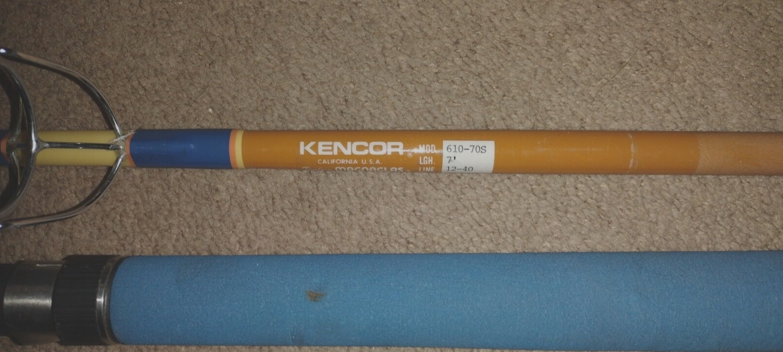 Kencor 610-70S 7’ Tenlew Magnaglas 12-40Lb Spinning Fishing Rod Made In USA RARE