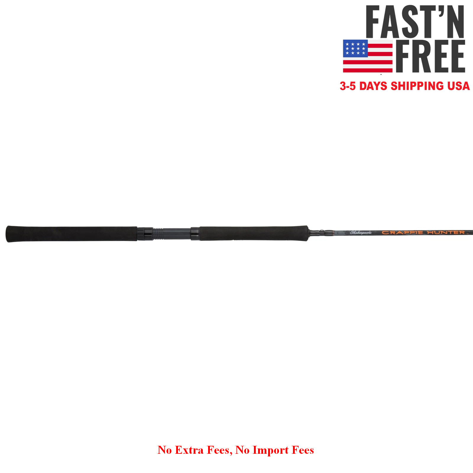Shakespeare Crappie Hunter Spinning Rod, 10′ Light Fishing Rod, 2 Piece, NEW USA