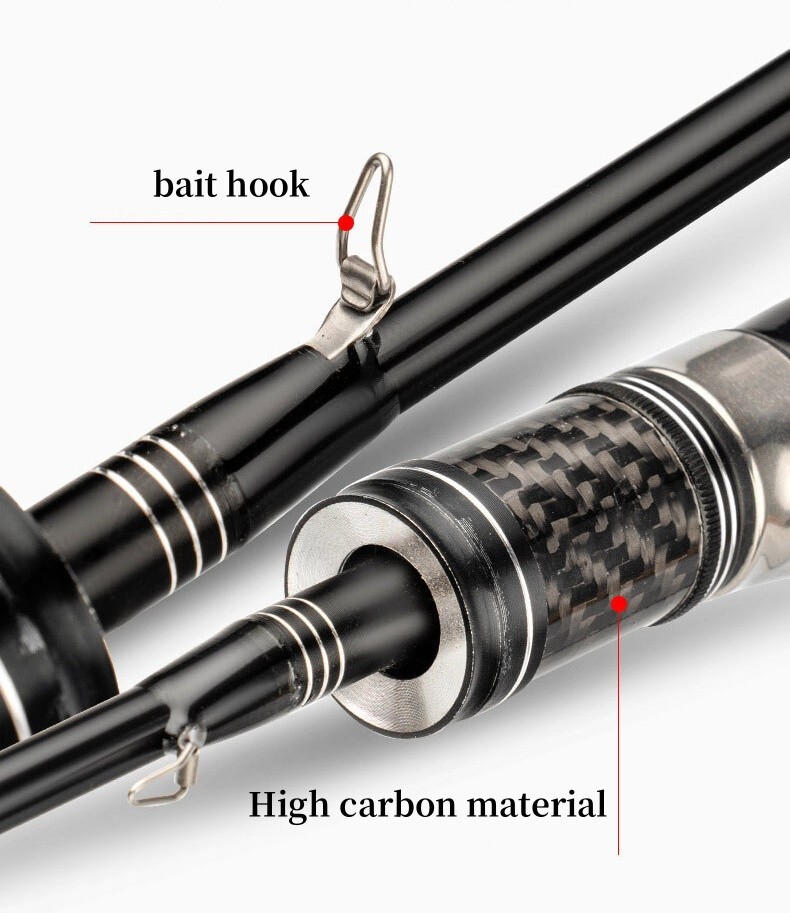 1.5M 1.68M 1.8M Fishing Rods Spinning Casting Pole Carbon Fiber Rod 2 Sections