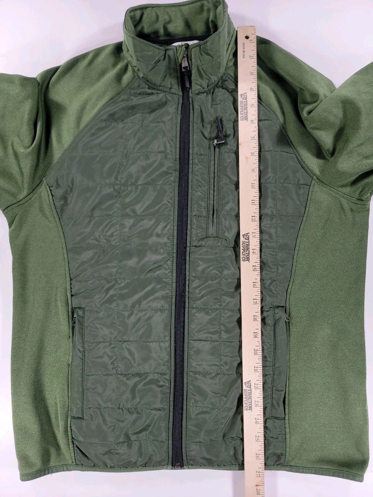 Orvis Green Hybrid Performance Puffer Jacket Mens Medium Full Zip Quilted Pocket