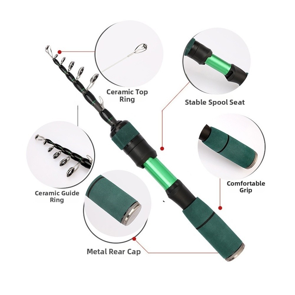Collapsible Lure Carbon Fiber Rod Stable Reel Seat Lure Fishing Fishing Gear