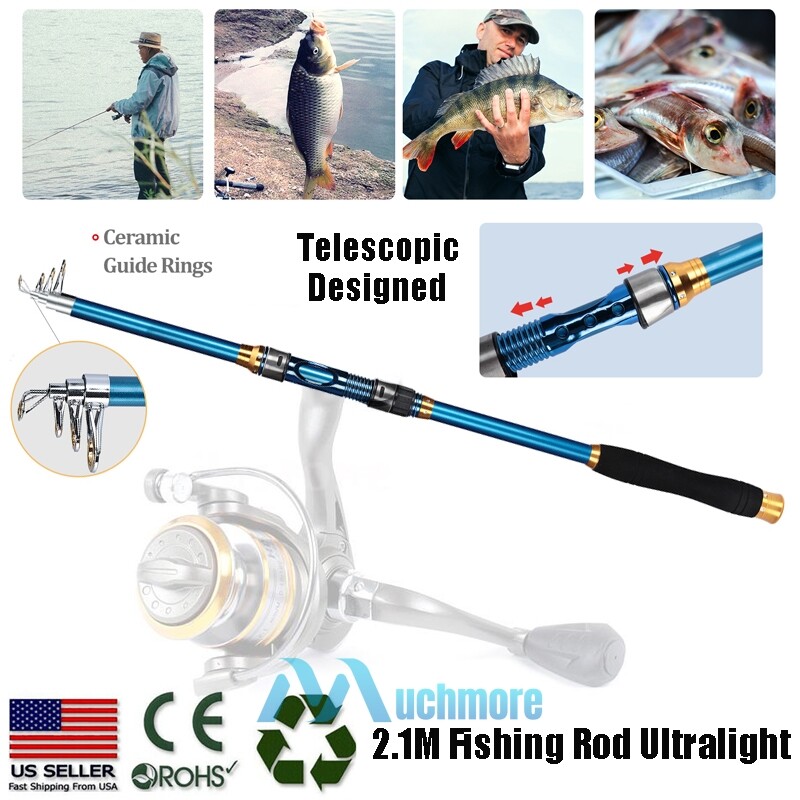 Portable 7.9ft Telescopic Fishing Rod Ultralight Carbon Fiber Sea Spinning Pole