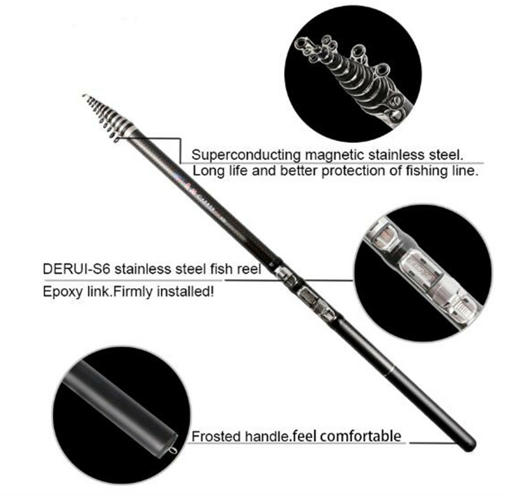 High Carbon Fiber Fishing Rods 2.7M-6.3M Rock Telescopic Rod Sea Spinning Poles