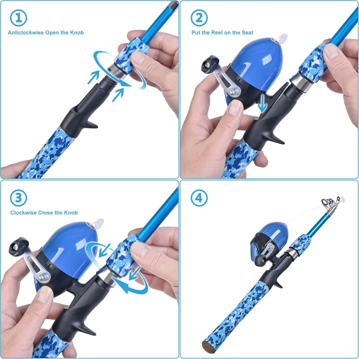 Kids Fishing Pole Set with Full Starter Kits 2 Set Portable Telescopic Fishing