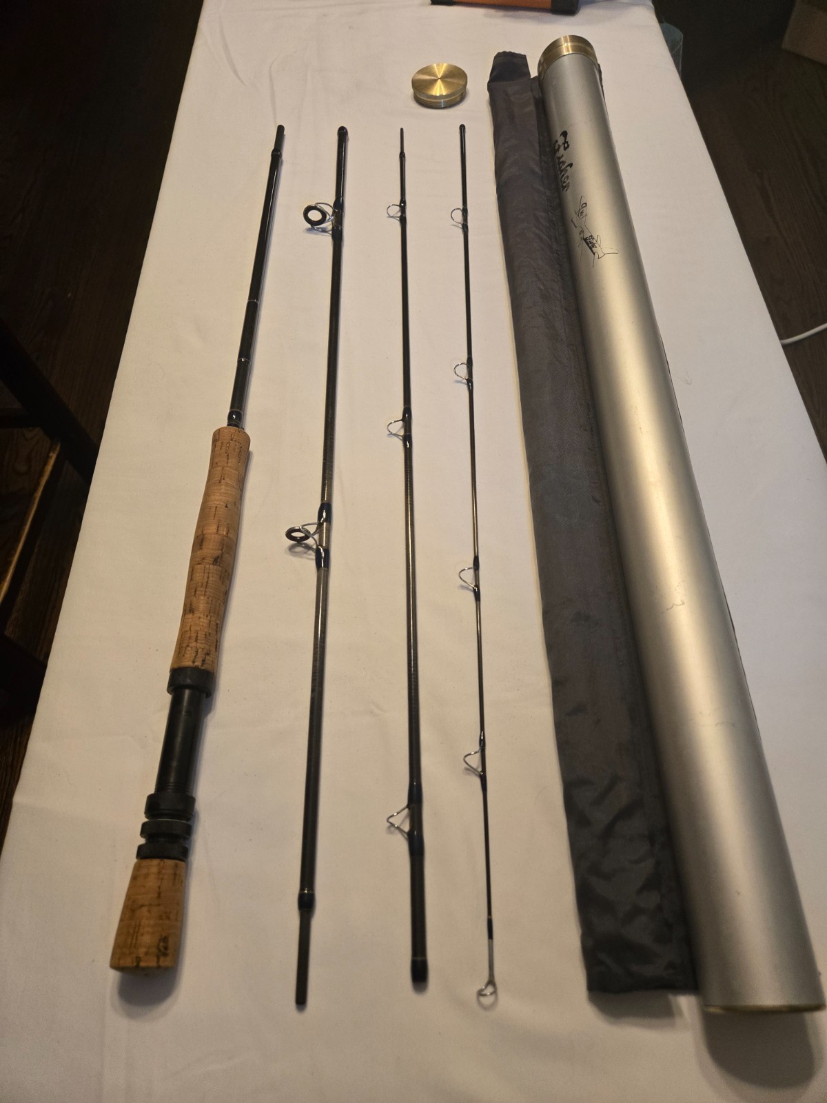Fisher Travel Saltwater Fly Rod 9′ 9/10wt 4-Piece w/ Original Sock & Alum. Tube