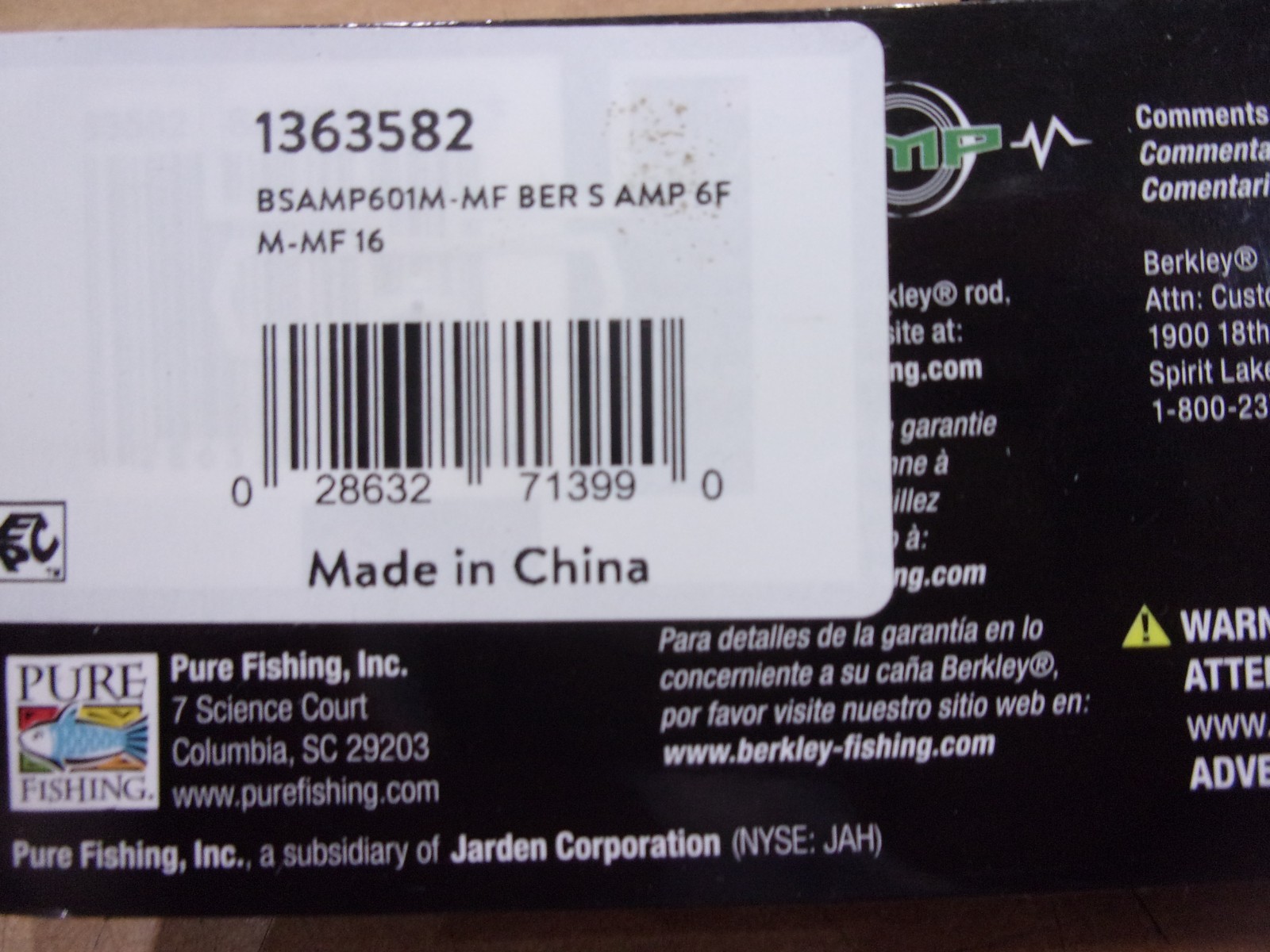 BERKLEY AMP SPINNING ROD 6 foot length Medium power