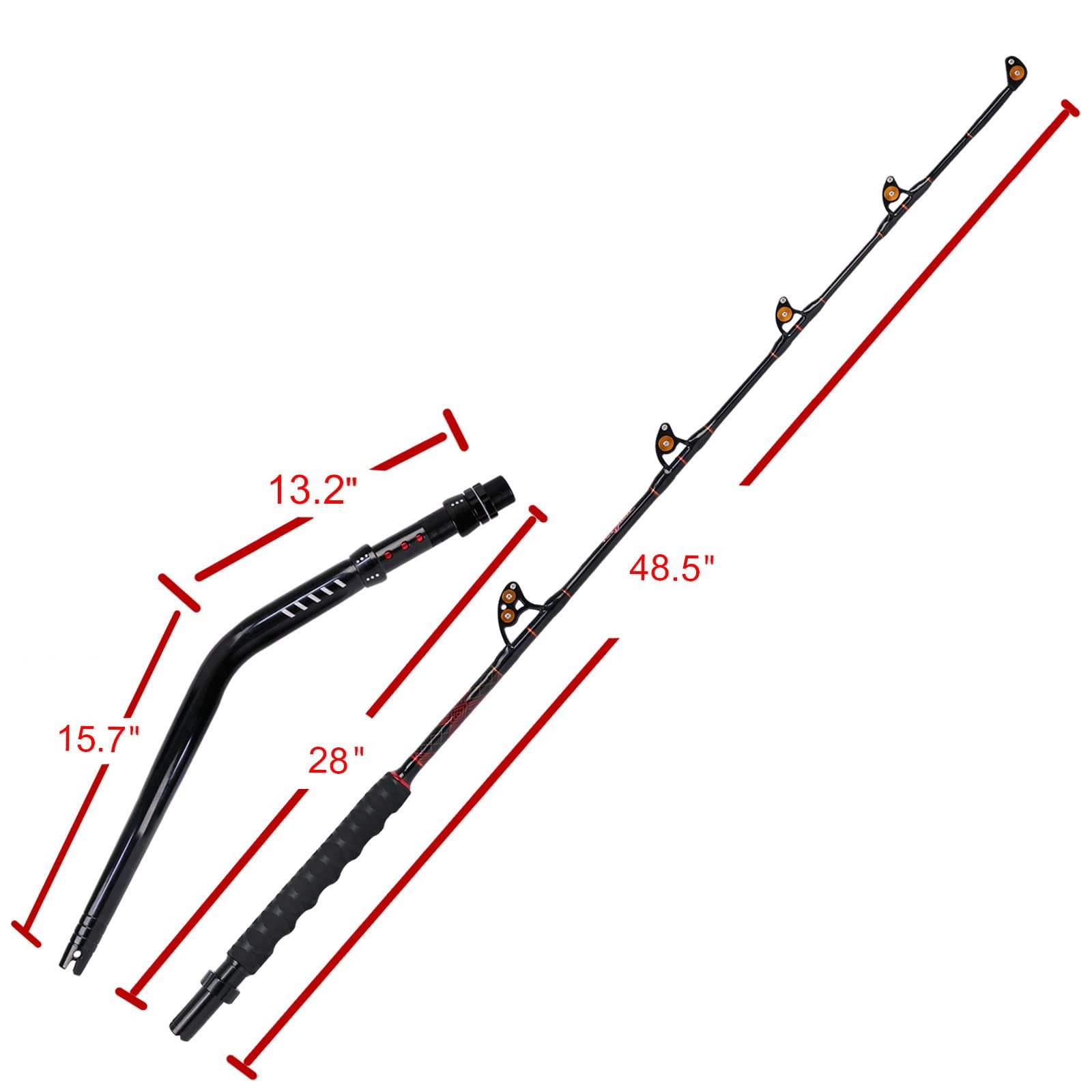 Fiblink Bent Butt Trolling Rod 2-Piece Saltwater Offshore Fishing Rod Big Gam…