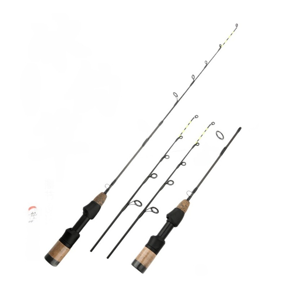 60CM Carbon Fiber Ice Fishing Rod Shrimp Pole with Soft and Hard Dual Tips