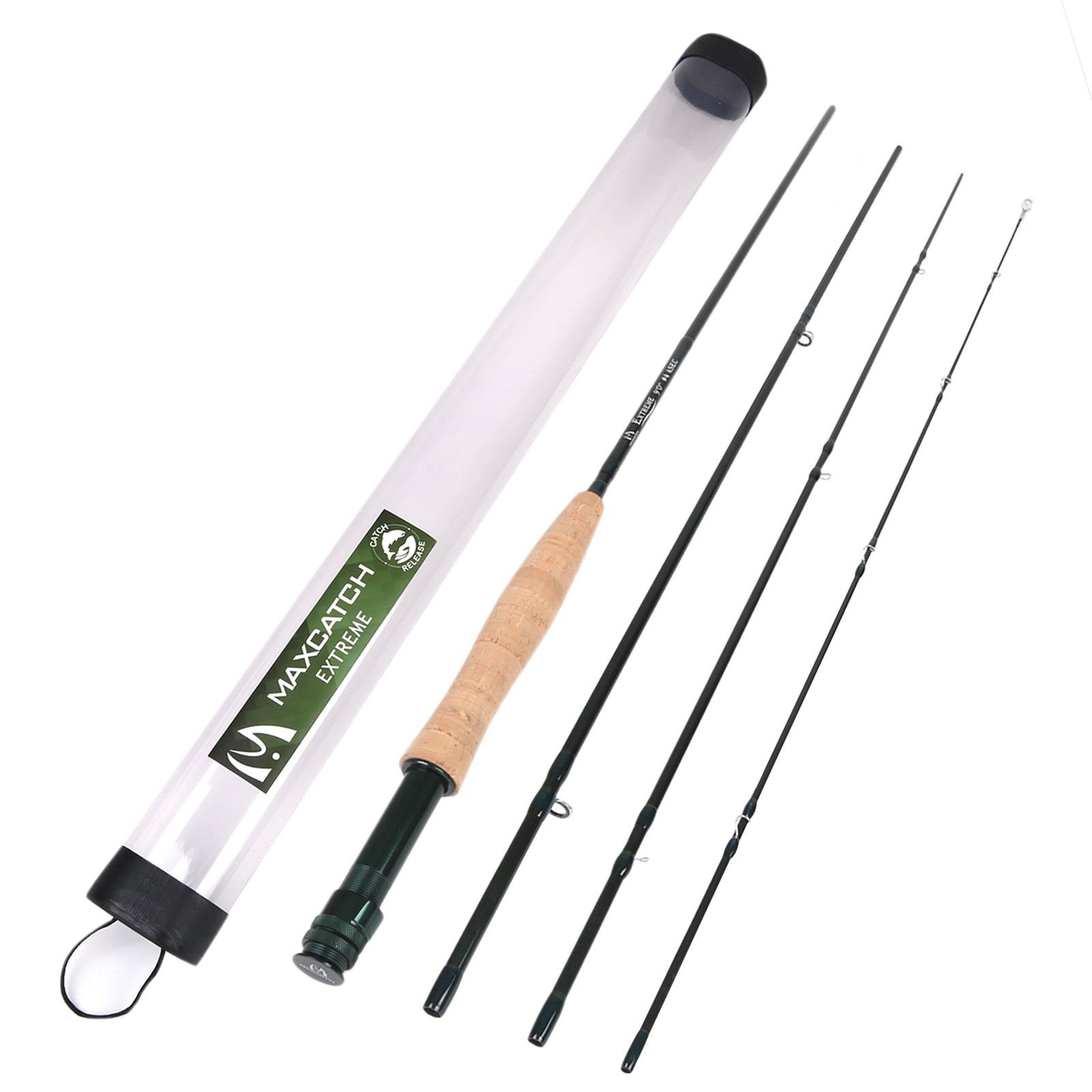 M MAXIMUMCATCH Maxcatch Extreme Graphite Fly Fishing Rod 4-Piece 9 Feet with IM6