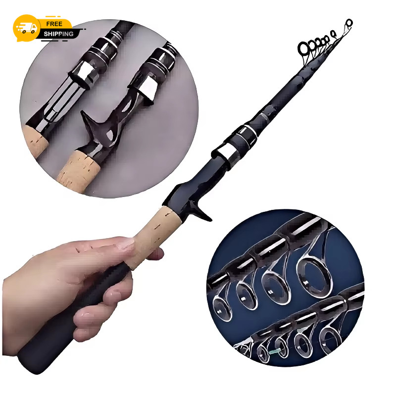 Lightweight Baitcasting Fishing Rod Telescopic 8g-25g Carbon Wooden Handle
