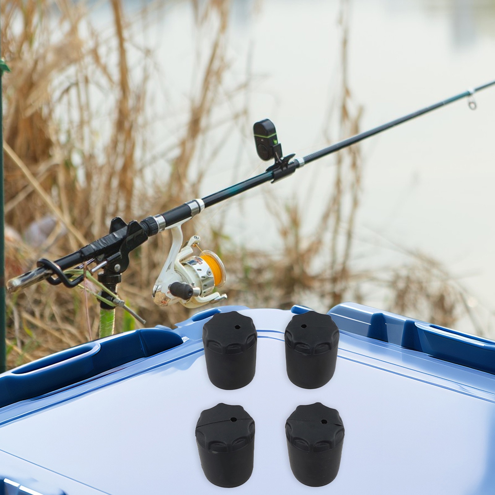 4pcs Set Fishing Rod Tail End Cap Protector Silicone Anti Rust and Wear