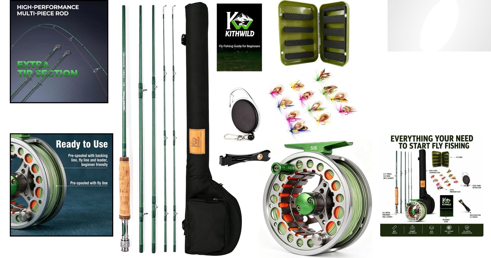 4-Piece Fly Fishing Combo: 5/6 Weight Portable Rod and Pre-Loaded Reel Set