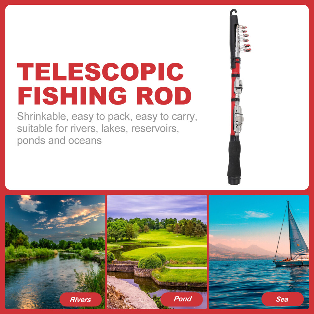Red Telescopic Rod Fishing Compact Scientific Structure Travel Fishing Rod