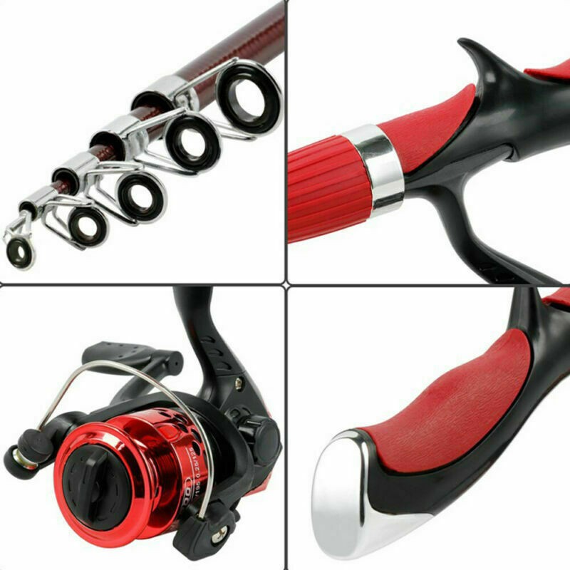 Strong Carbon Fiber Telescopic Fishing Rod Reel Sea Travel Spinning Pole 5.2:1