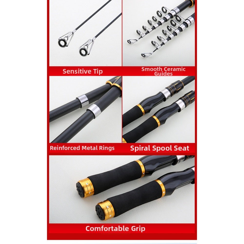 Portable Telescopic Fishing Rod Sea and Freshwater Use 1 8 to for 2 1 Meter Long