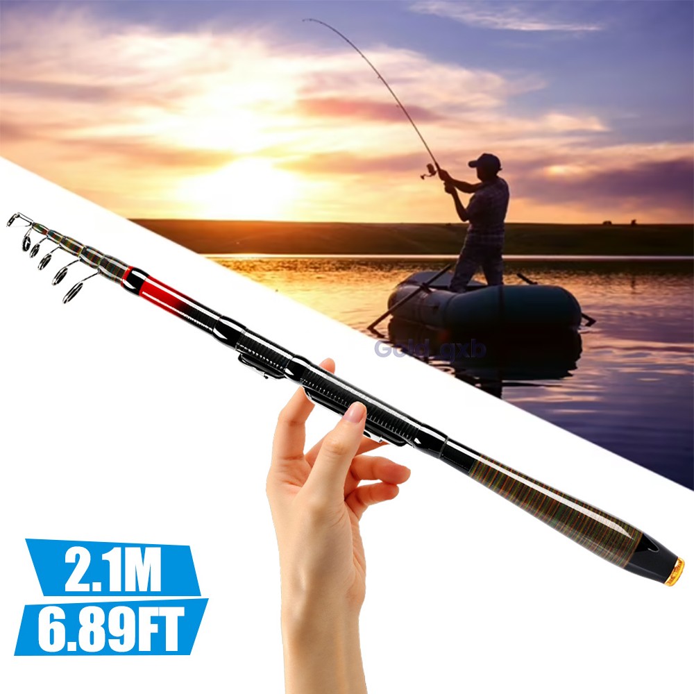 2.1M Fishing Rod Spinning Rod Telescopic Fishing Pole Telescopic Rod Freshwater