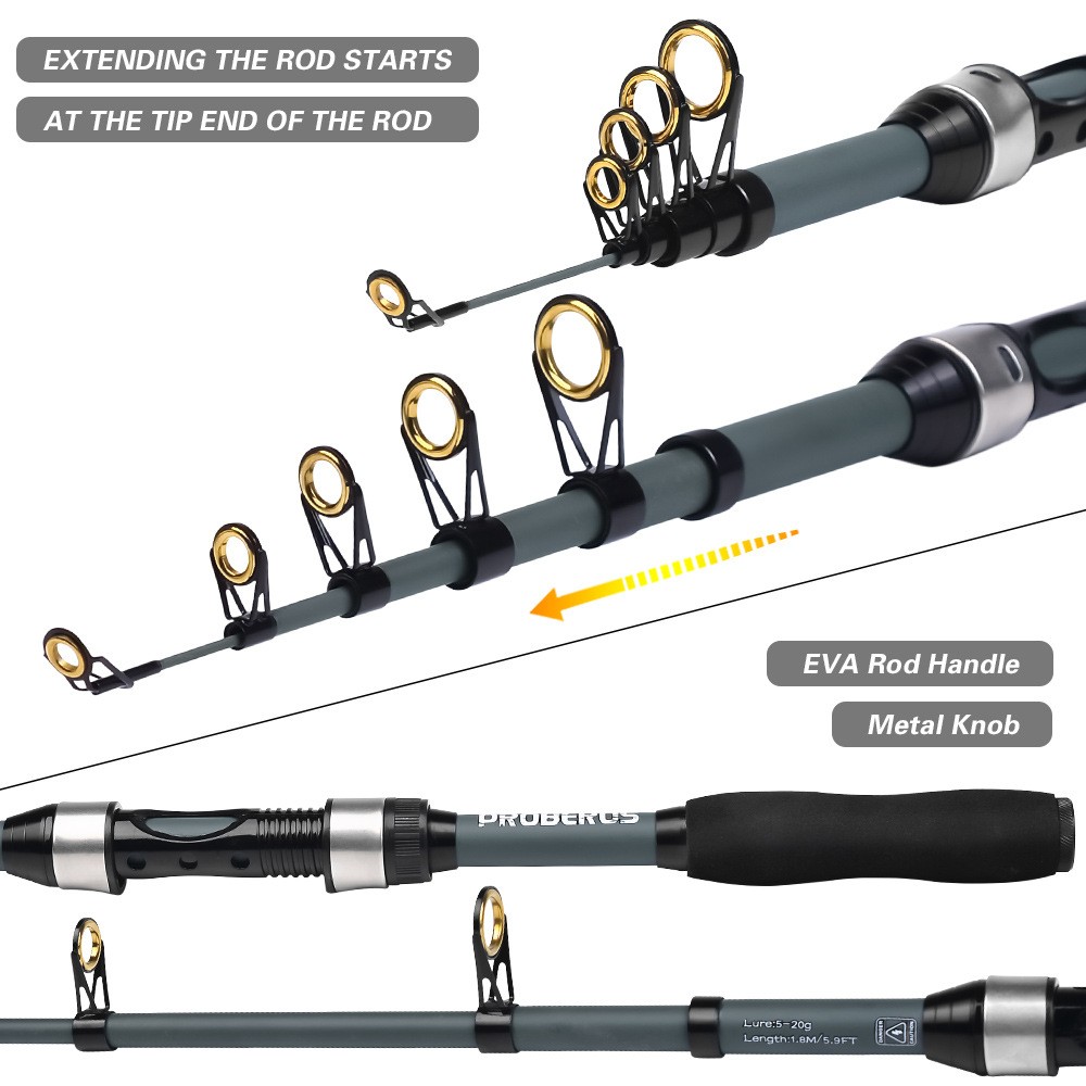 Telescopic Fishing Rod Glass Fiber Portable Saltwater/Freshwater Fishing Tool