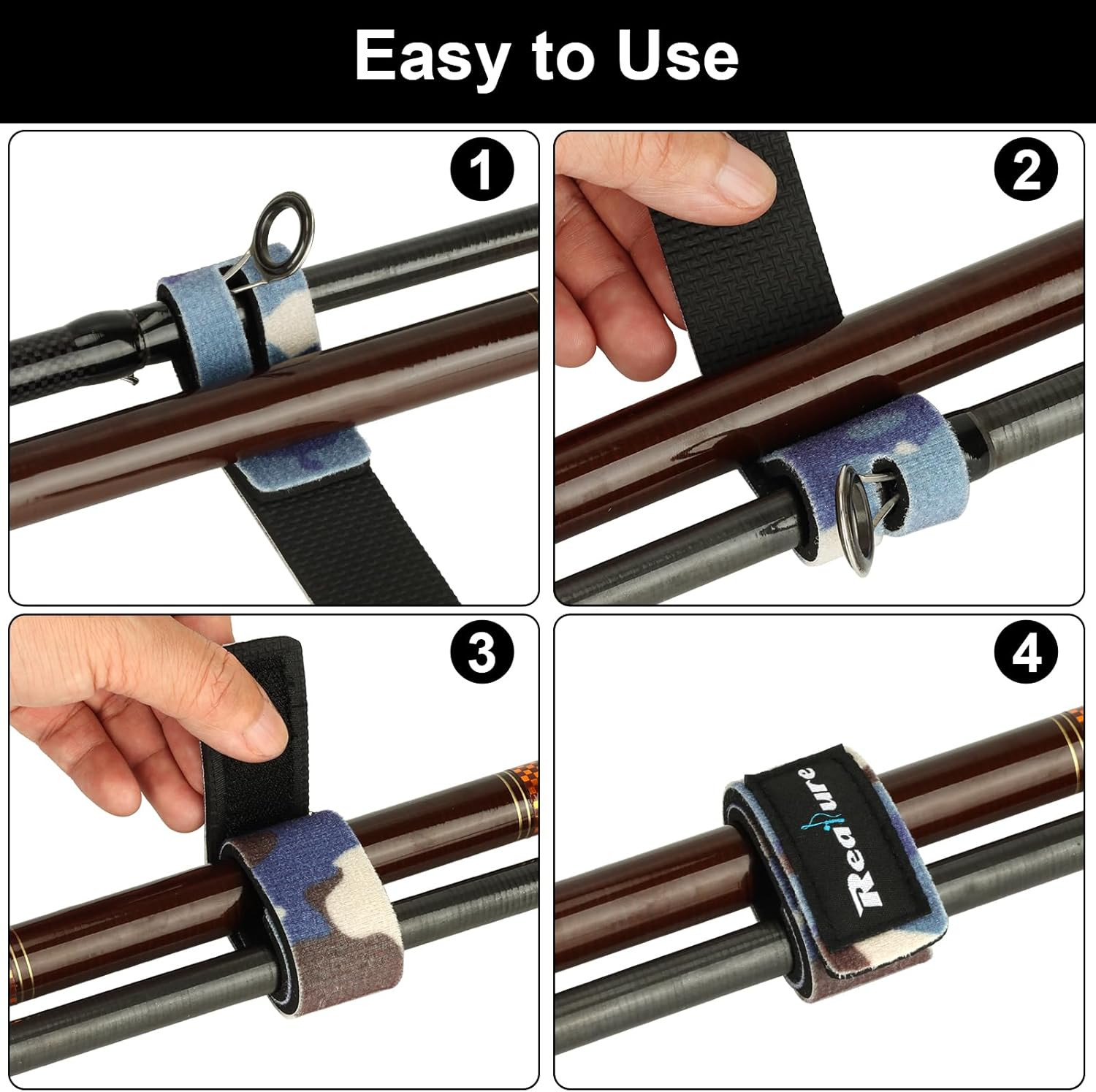 12 Pcs Fishing Rod Straps, Adjustable Fishing Rod Straps, Elastic Neoprene Fishi