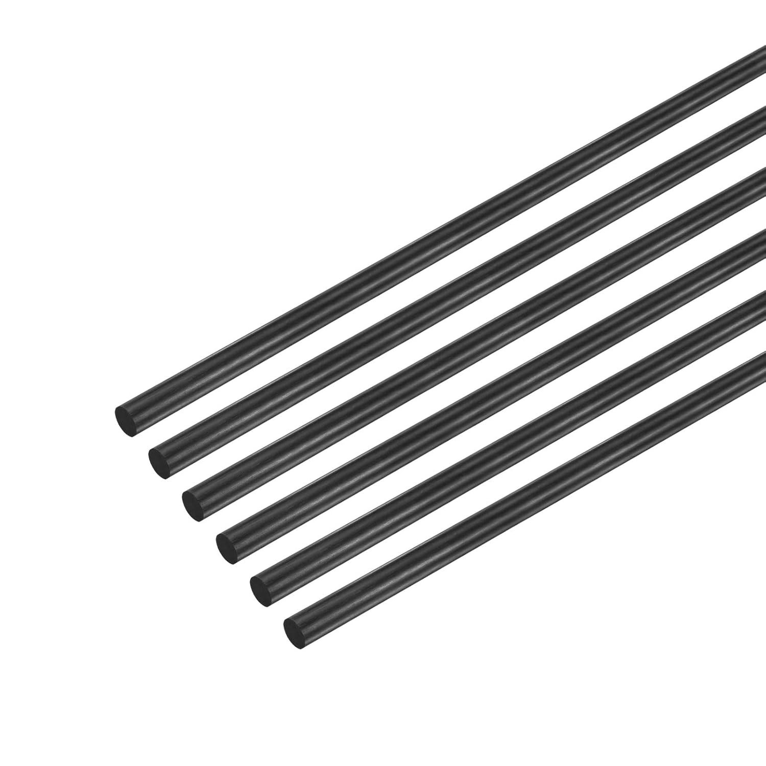 200mm by 2.5mm Carbon Fiber Rods – 6 Pack Matte Black for DIY Projects & RC Uses