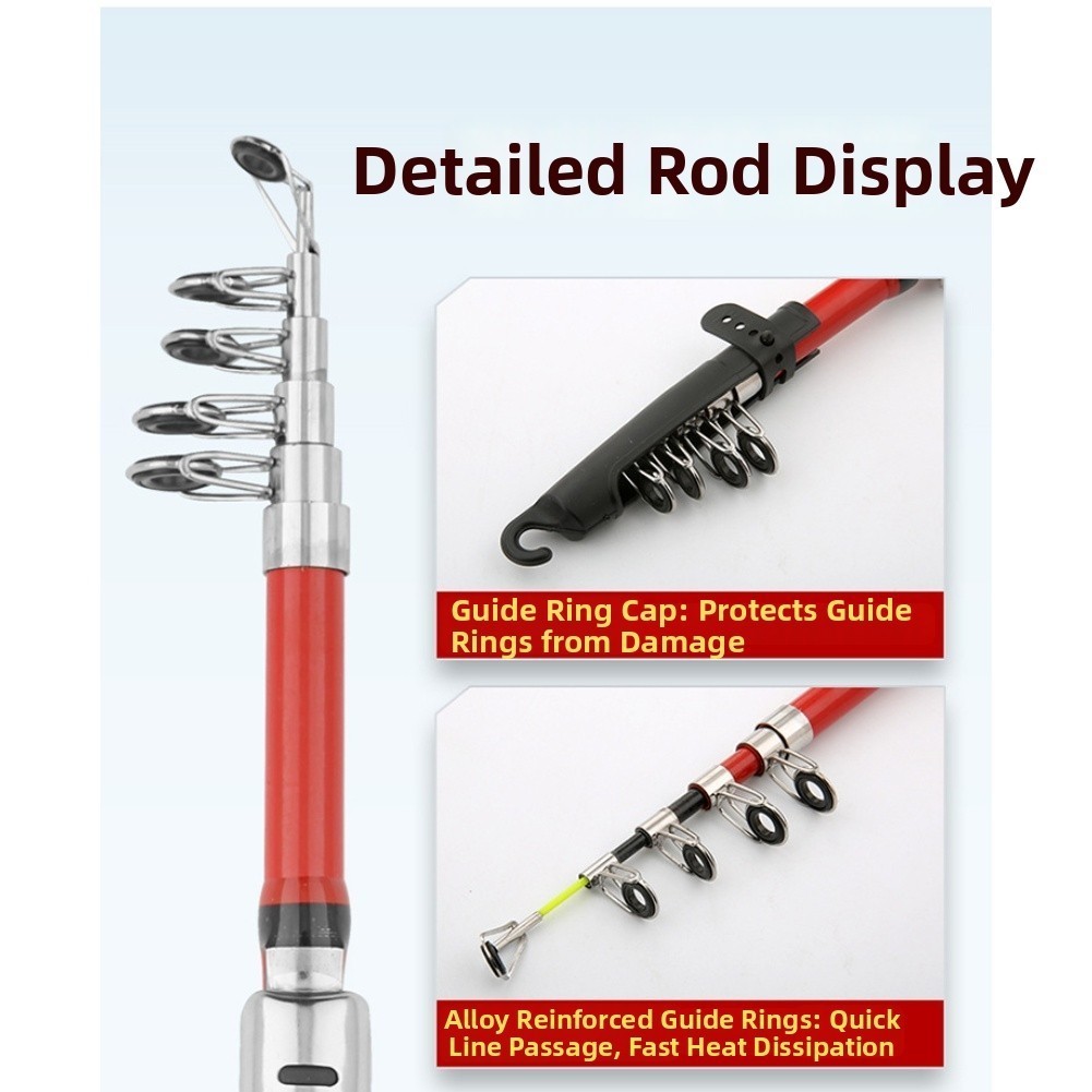 Telescopic Fishing Rod for Anglers 5 Sections 31cm Collapsed Fiberglass