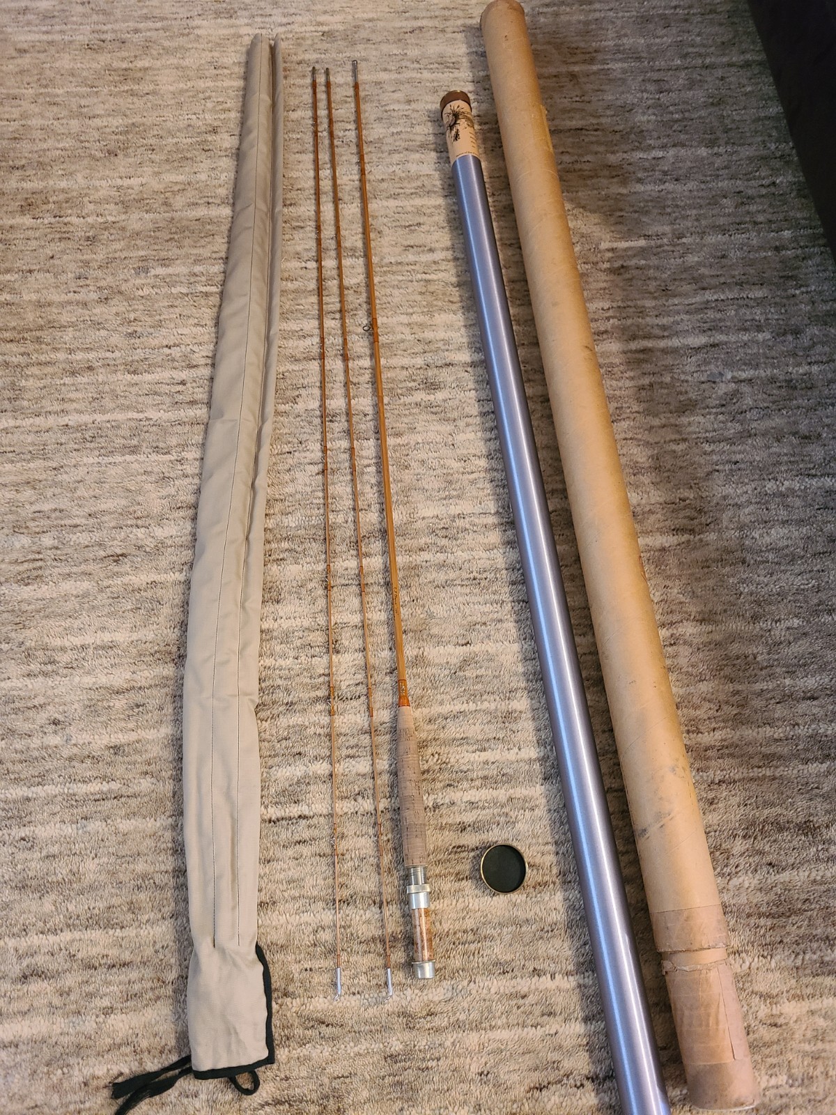C.F. Orvis “125” Impregnated Bamboo Fly Rod. 8′ . 6wt. W/ Tube & Sock.
