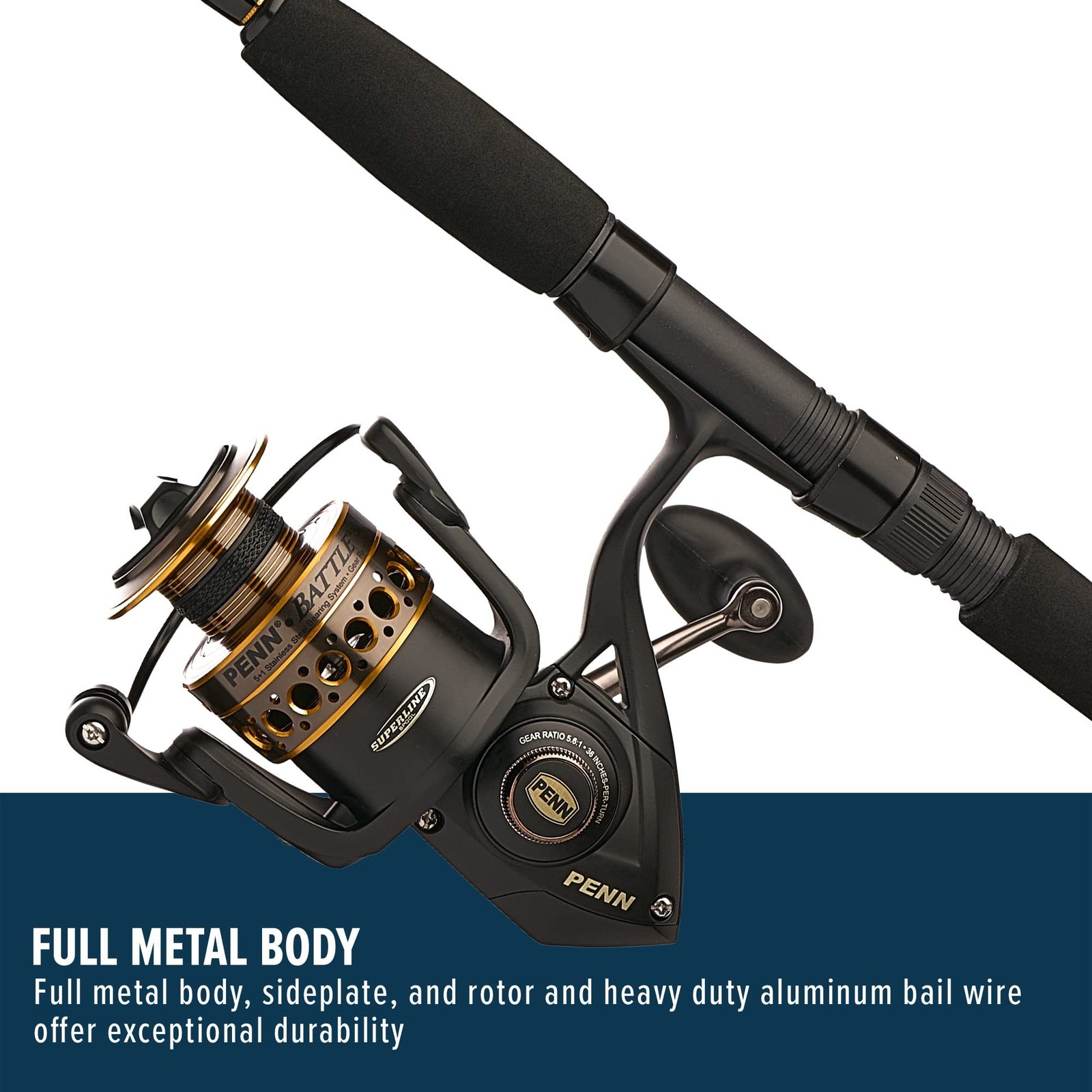 Penn Battle Spinning Reel and Fishing Rod Combo Battle Combo Kit
