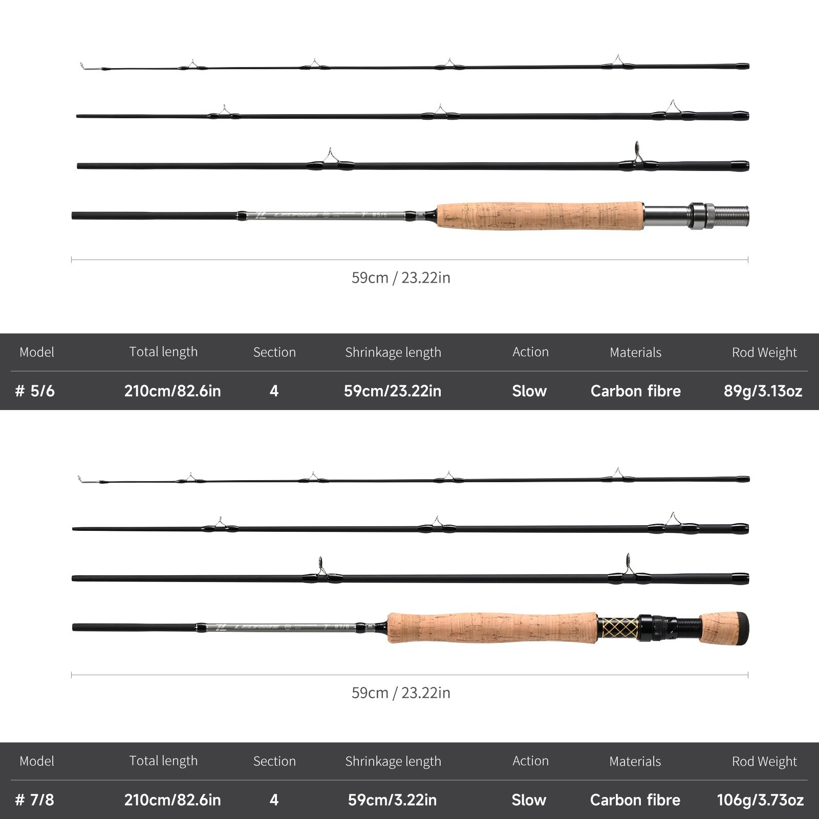 Small Streams Fly Fishing Rod Carbon Fiber 6.89ft 2.1m Panfish/Trout 4Section